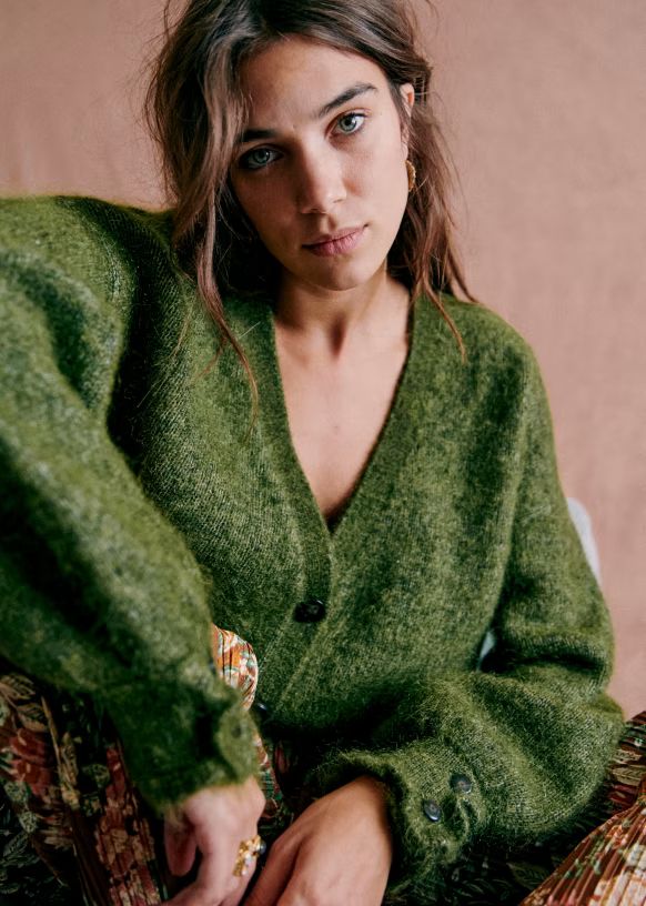 Mia Cardigan - Green - Kid mohair - Sézane | Sezane Paris