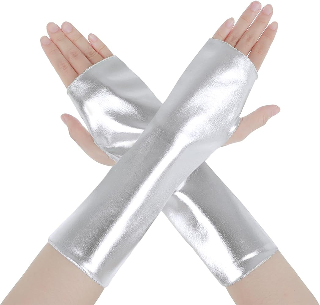 Yolev Fingerless Gloves Leather Black Gloves Costume Long Faux Leather Goth Rave Cosplay Punk Hal... | Amazon (US)