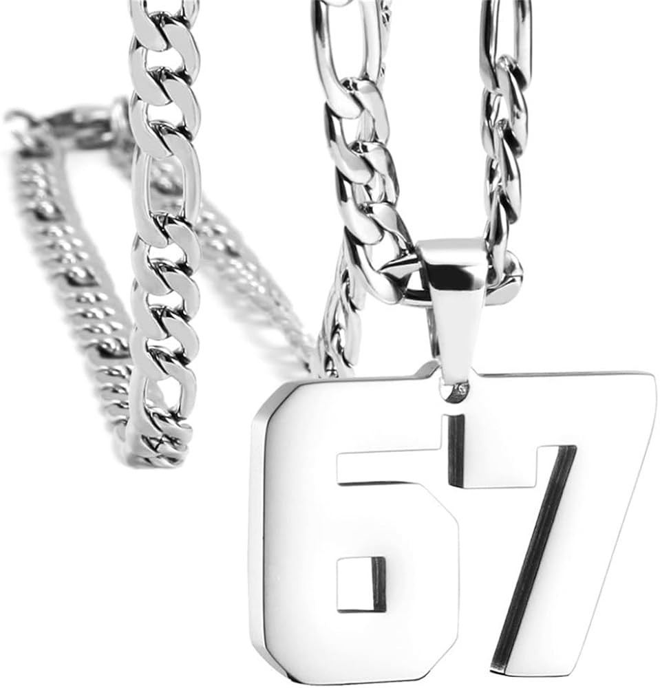 HIJONES Men's Stainless Steel Basketball Soccer Baseball Team Number Pendant Chunky Chain Sport N... | Amazon (US)