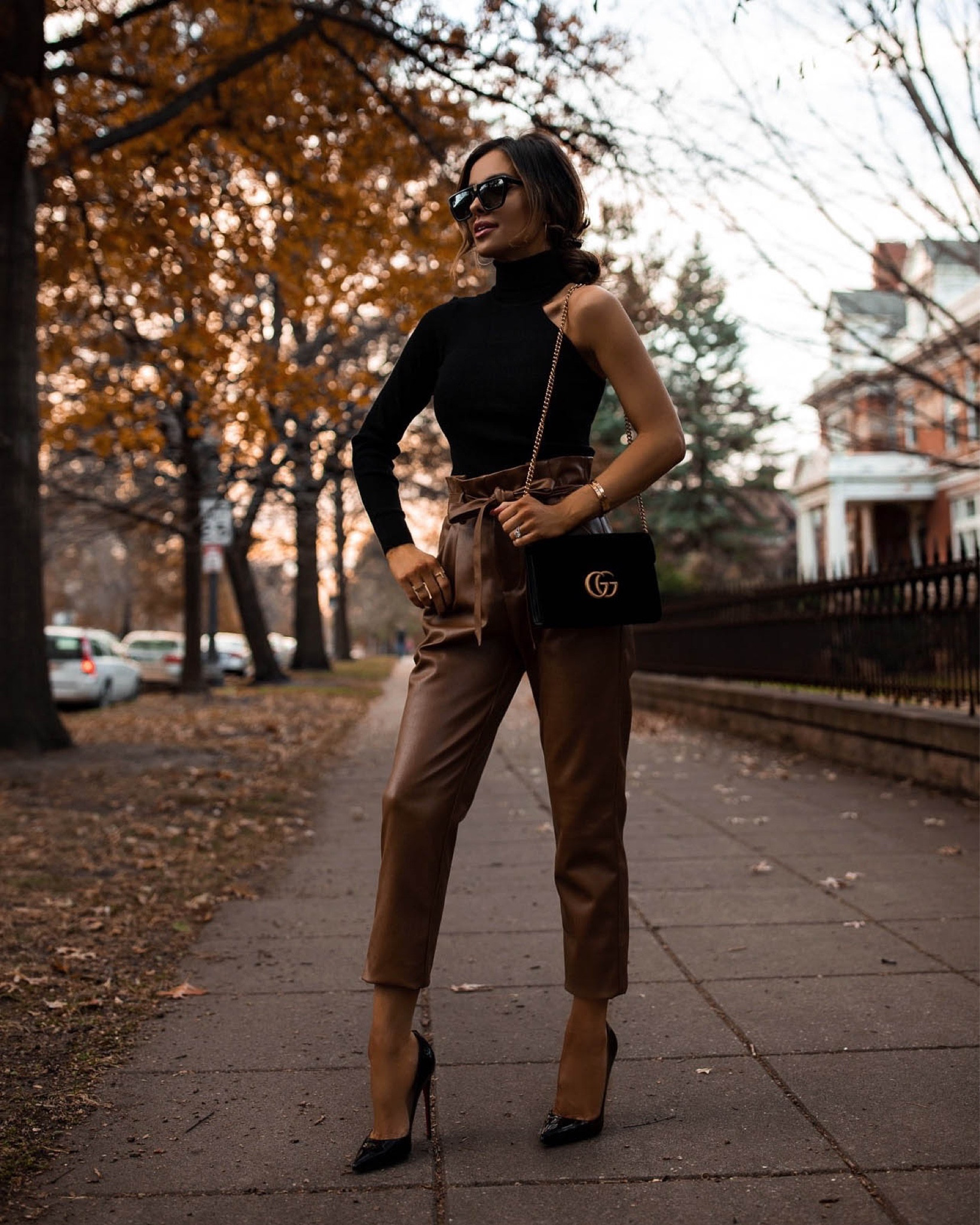 Fall outfit ideas
Favorite fall colors - black and chocolate brown
Bardot one shoulder sweater
Bloomingdale’s faux leather pants 

#LTKSeasonal #LTKstyletip #LTKfindsunder100