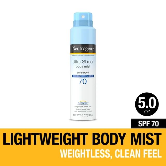 Neutrogena Ultra Sheer Lightweight Sunscreen Spray, SPF 70+ Sunblock, 5 oz | Walmart (US)