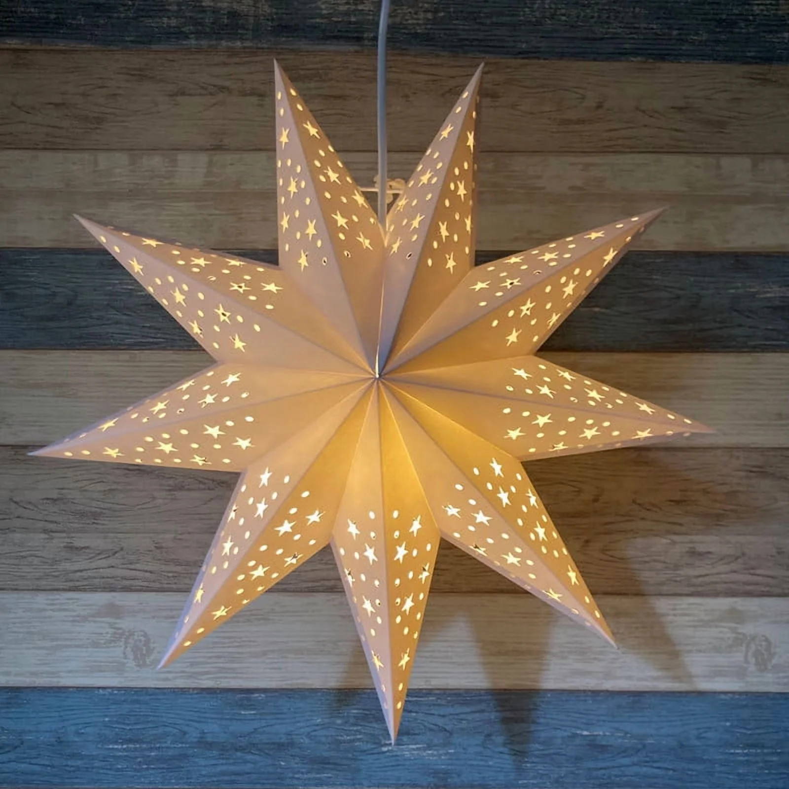 KOYPTL 3 Pcs Christmas Paper Star Lights,Glowing 9 Pointed Star Delicate and Sturdy,Christmas Han... | Walmart (US)