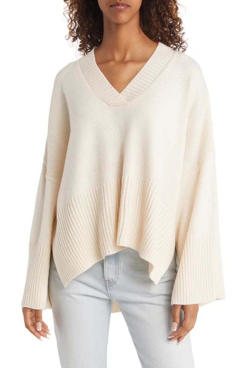 Topshop V-Neck Longline Sweater | Nordstrom | Nordstrom