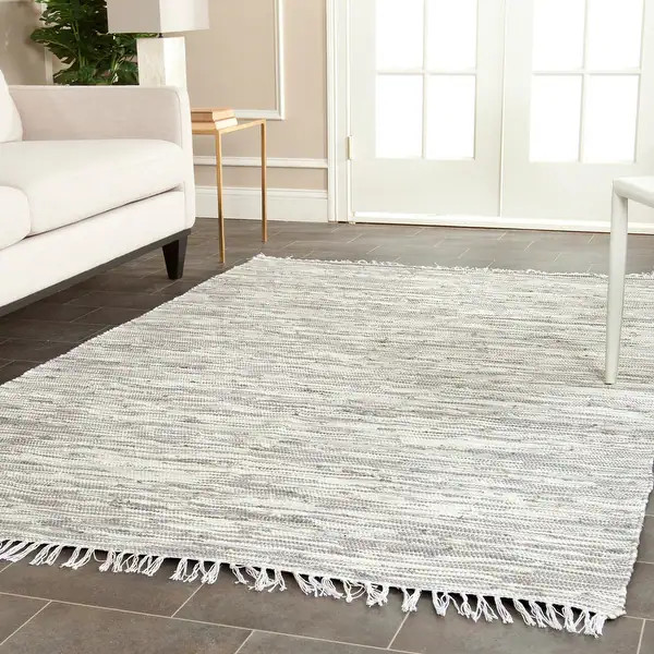 SAFAVIEH Handmade Flatweave Montauk Gjyle Casual Cotton Rug - 4' x 6' - Silver | Bed Bath & Beyond