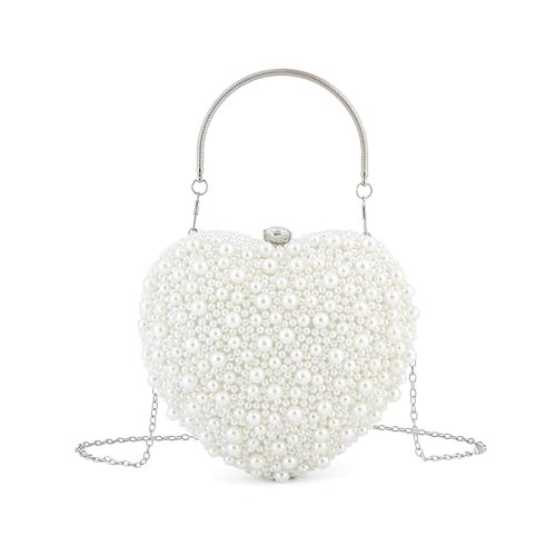 Tmore Heart Pearl Clutch Purse for Women,Beaded Evening Clutch Bag Wedding Party Purse Handbag | Amazon (US)