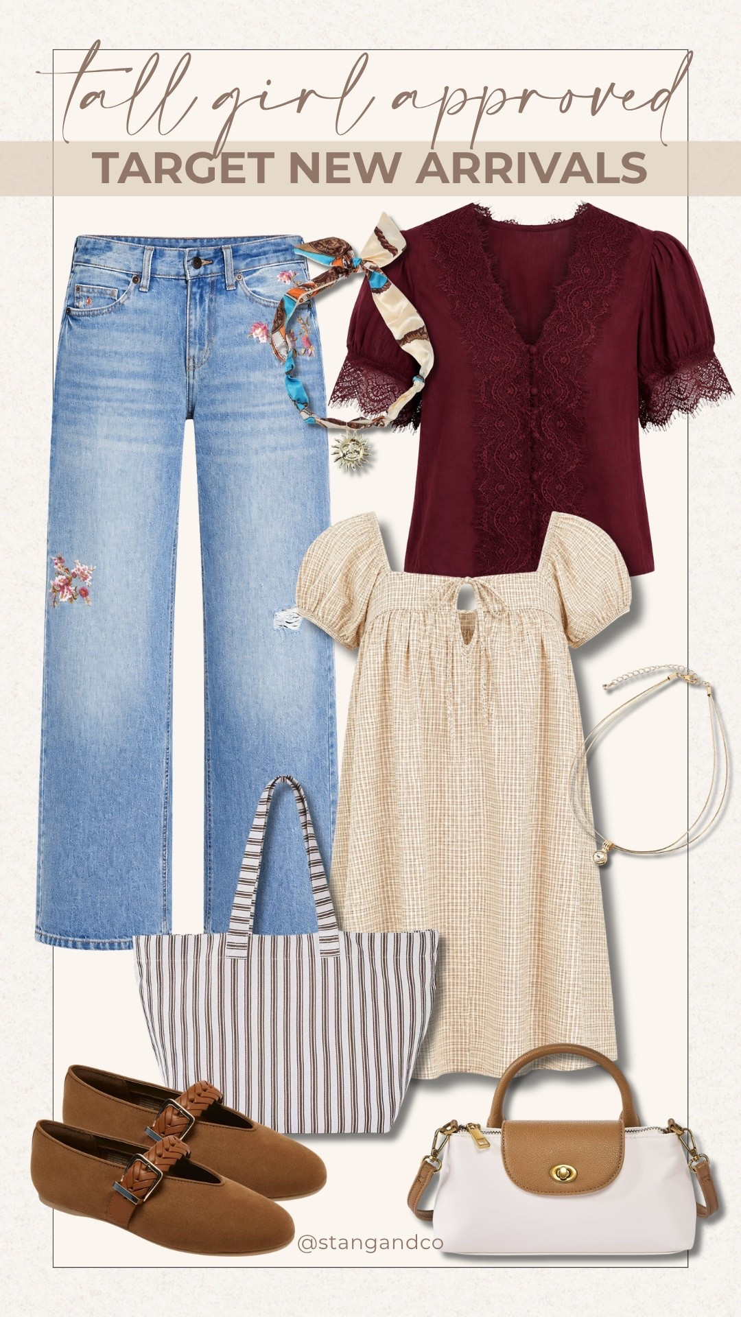 Target’s fall new arrivals are making me ready for cooler weather. The embroidered wide leg jeans are such a fun change from basic denim, and I love the mix of lace, soft prints and warm brown accessories for outfits that still feel light enough to wear now.

Target fashion, Target new arrivals, fall fashion, fall outfit ideas, embroidered jeans, wide leg jeans, transitional outfits, fall tops, casual fall style, fall accessories, tall girl style, stangandco

#LTKSeasonal #LTKTall #LTKootd