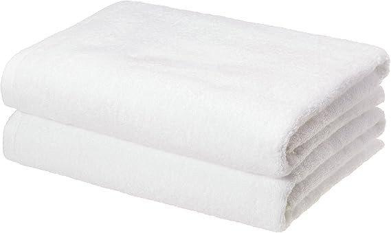 Amazon Basics Quick-Dry Bath Towels - 100% Cotton, 2-Pack, White | Amazon (US)