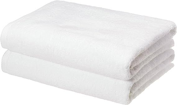 Amazon Basics Quick-Dry Bath Towels - 100% Cotton, 2-Pack, White | Amazon (US)