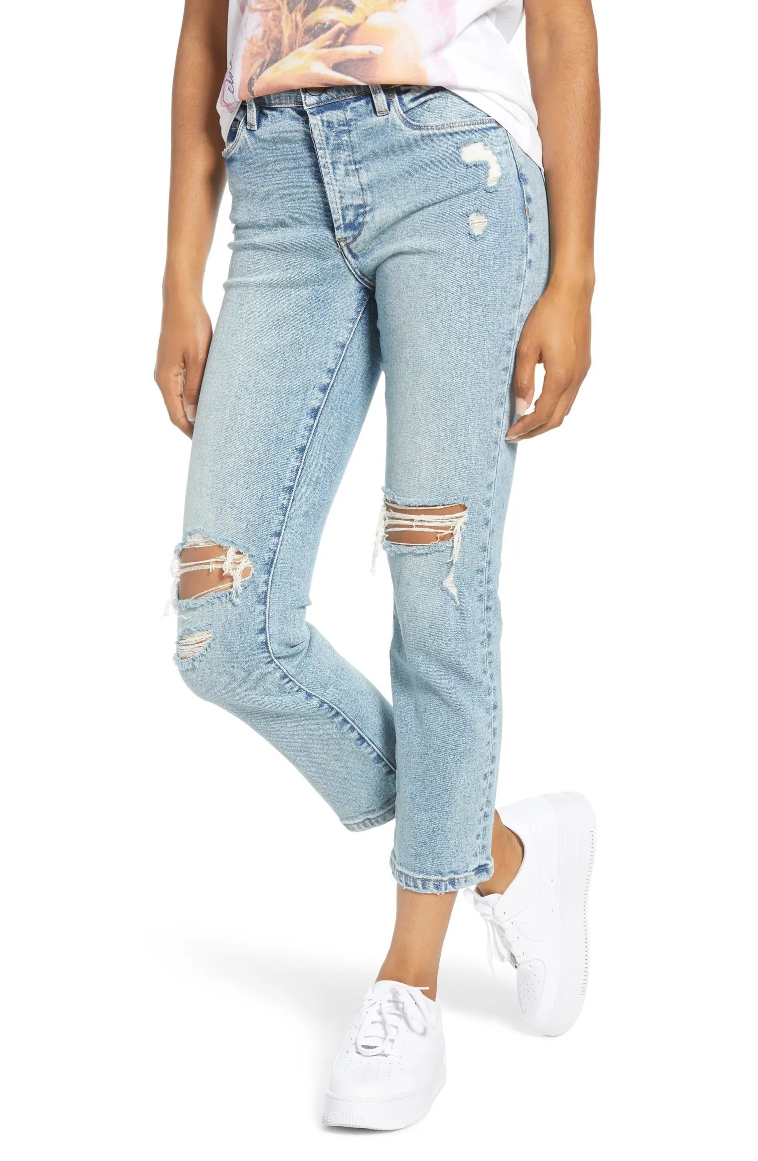 The Madison Ripped Straight Leg Crop Jeans | Nordstrom