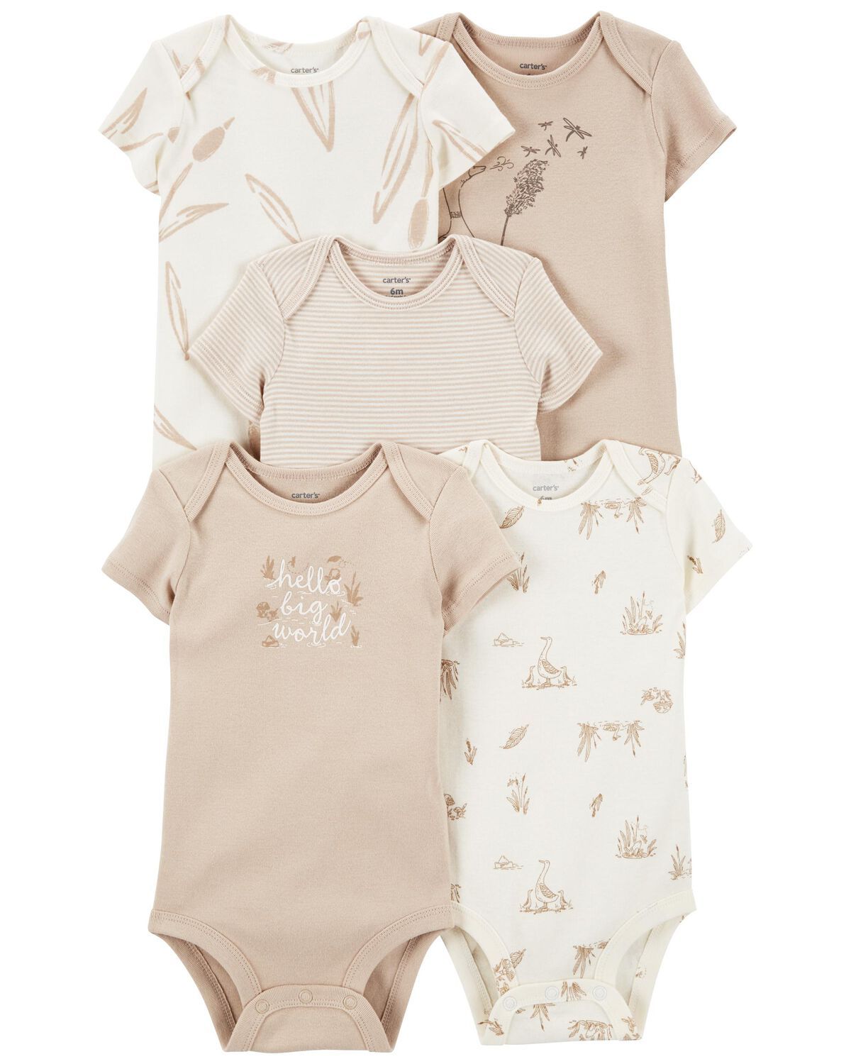 Ivory Baby 5-Pack Short-Sleeve Bodysuits | carters.com | Carter's