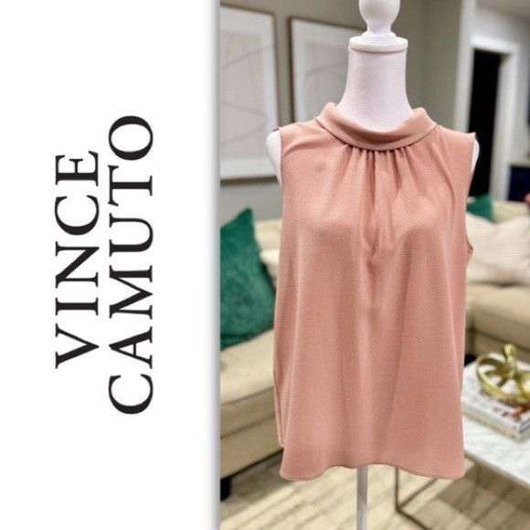 Vince Camuto top Medium Cowl Neck Barbiecore Valentine’s Day Easter Sleeveless M | Poshmark