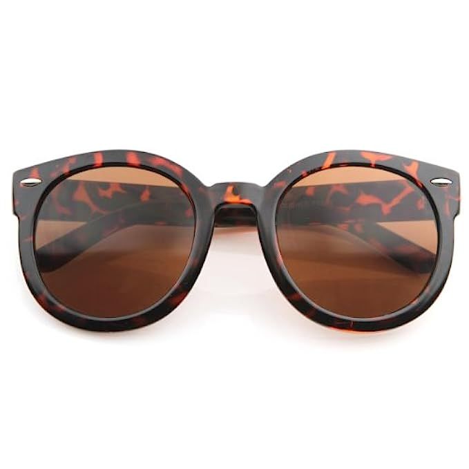 zeroUV - Round Retro Oversized Sunglasses for Women with Colored Mirror and Neutral Lens 53mm | Amazon (US)