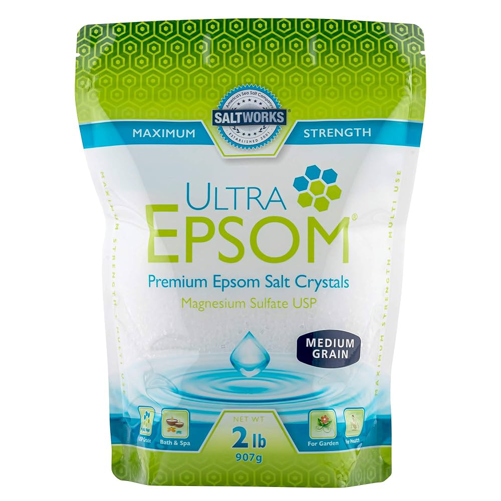 SaltWorks Ultra Epsom Premium Bath Salt, Medium Grain, 2 Pound Bag | Amazon (US)