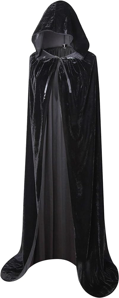 BIGXIAN Long Hooded Cloak Velvet Cape Witch Costume Halloween Costumes for Women Men | Amazon (US)