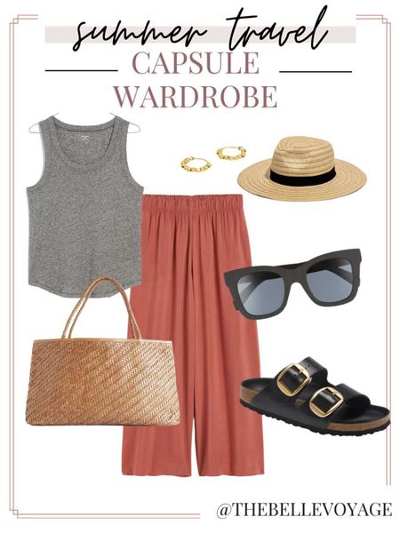 Summer vacation outfit | Travel outfit for summer | Summer packing list | What to wear on vacation 
Wide leg cropped pants
Birkenstocks

#LTKtravel #LTKSeasonal #LTKstyletip