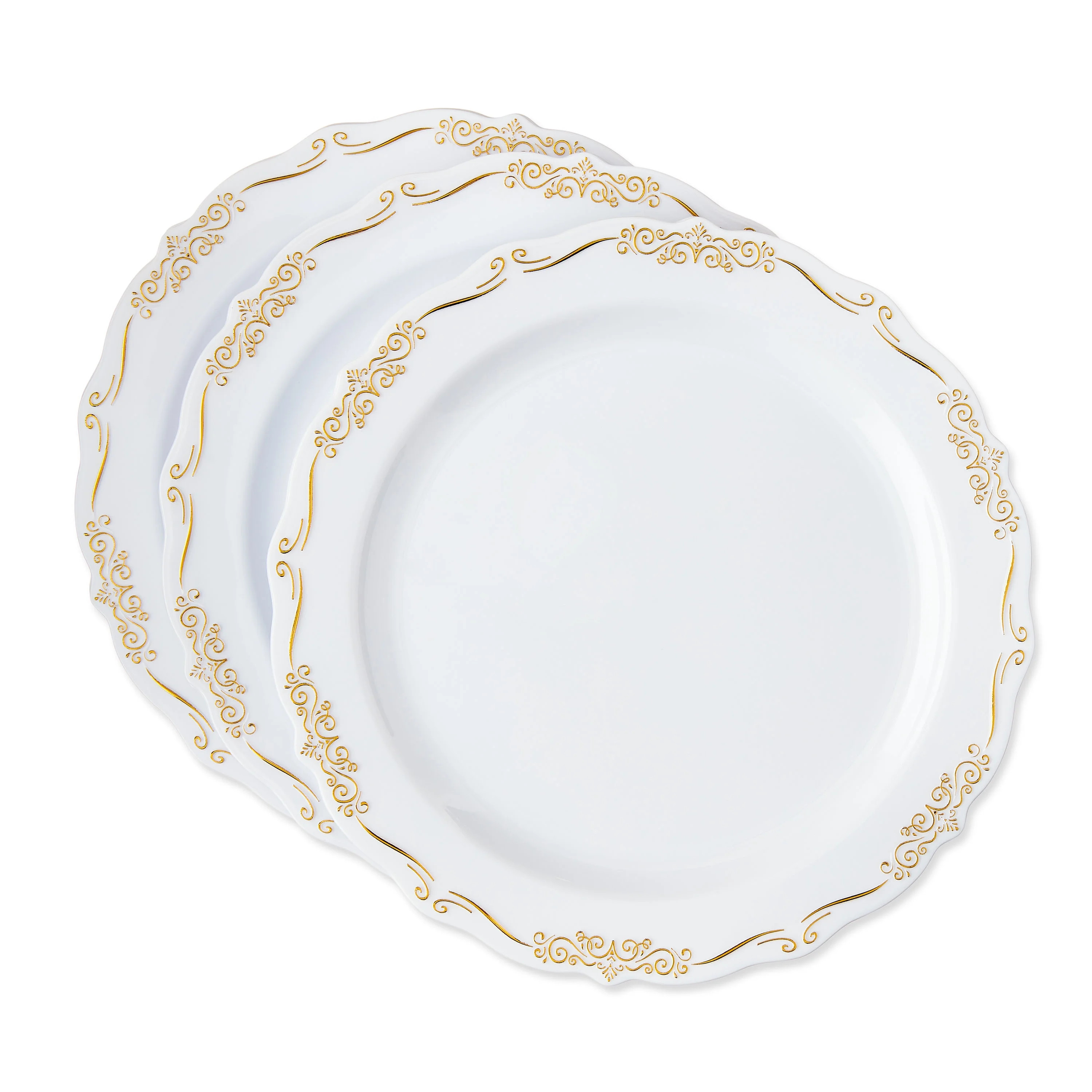 Ornate Disposable Plastic Plates, 7", Gold/White, 20 Count, by Way To Celebrate - Walmart.com | Walmart (US)