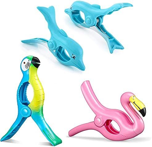Nerjan 6PCS Beach Towel Clips Outdoor Fashion Style Flamingo Towel Holders for Pool Chairs or Fence  | Amazon (US)