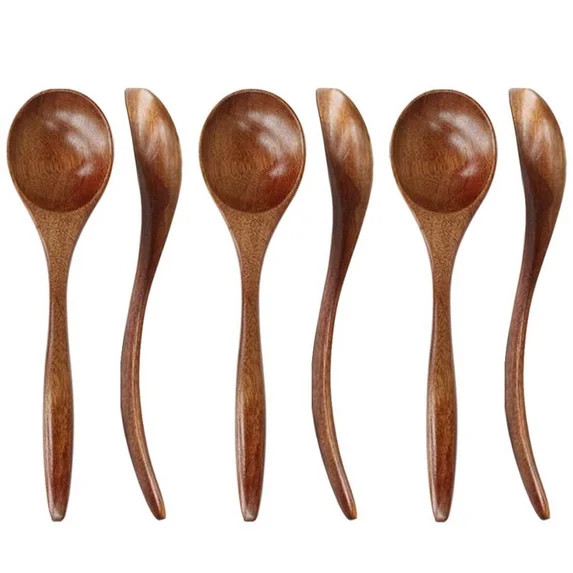 Wooden Spoons for Eating, 6 Pieces Natural Wood Eating Spoon, 7 Inch Eco-Friendly Handmade Teaspo... | Walmart (US)