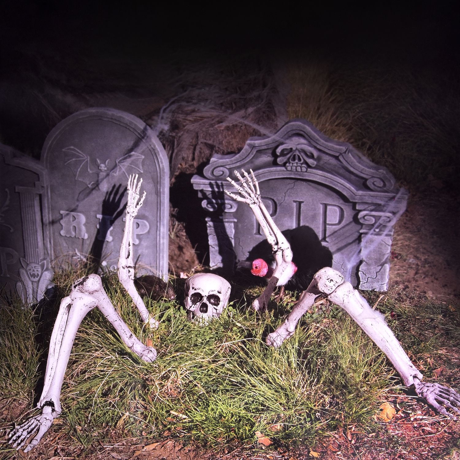 Fun Little Toys Halloween Skeleton Bones and Skull for Graveyard Ground Decoration,White, - Walma... | Walmart (US)