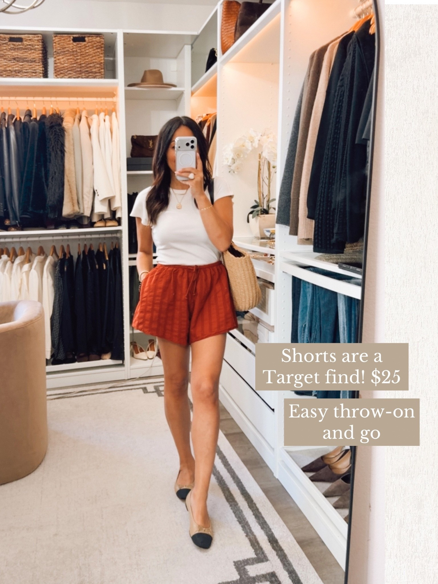 Target shorts - easy throw on and go! Fit tts
Flats are old but linked similar

#LTKOver40 #LTKootd