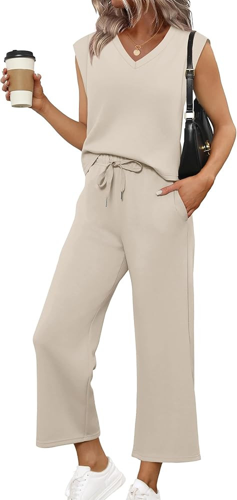 SAMPEEL Two Piece Sets for Women Summer Vacation Travel Outfits Business Casual Outfits Matching ... | Amazon (US)