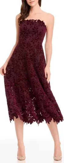 Kailyn Velvet Floral Lace Strapless Cocktail Dress | Nordstrom