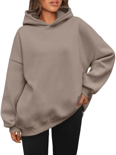 AUTOMET Womens Oversized Hoodies Fleece Sweatshirts Hooded Pullover 2024 Fashion Fall Clothes Trendy Outfits Winter Sweater CoffeeGrey M | Amazon (US)