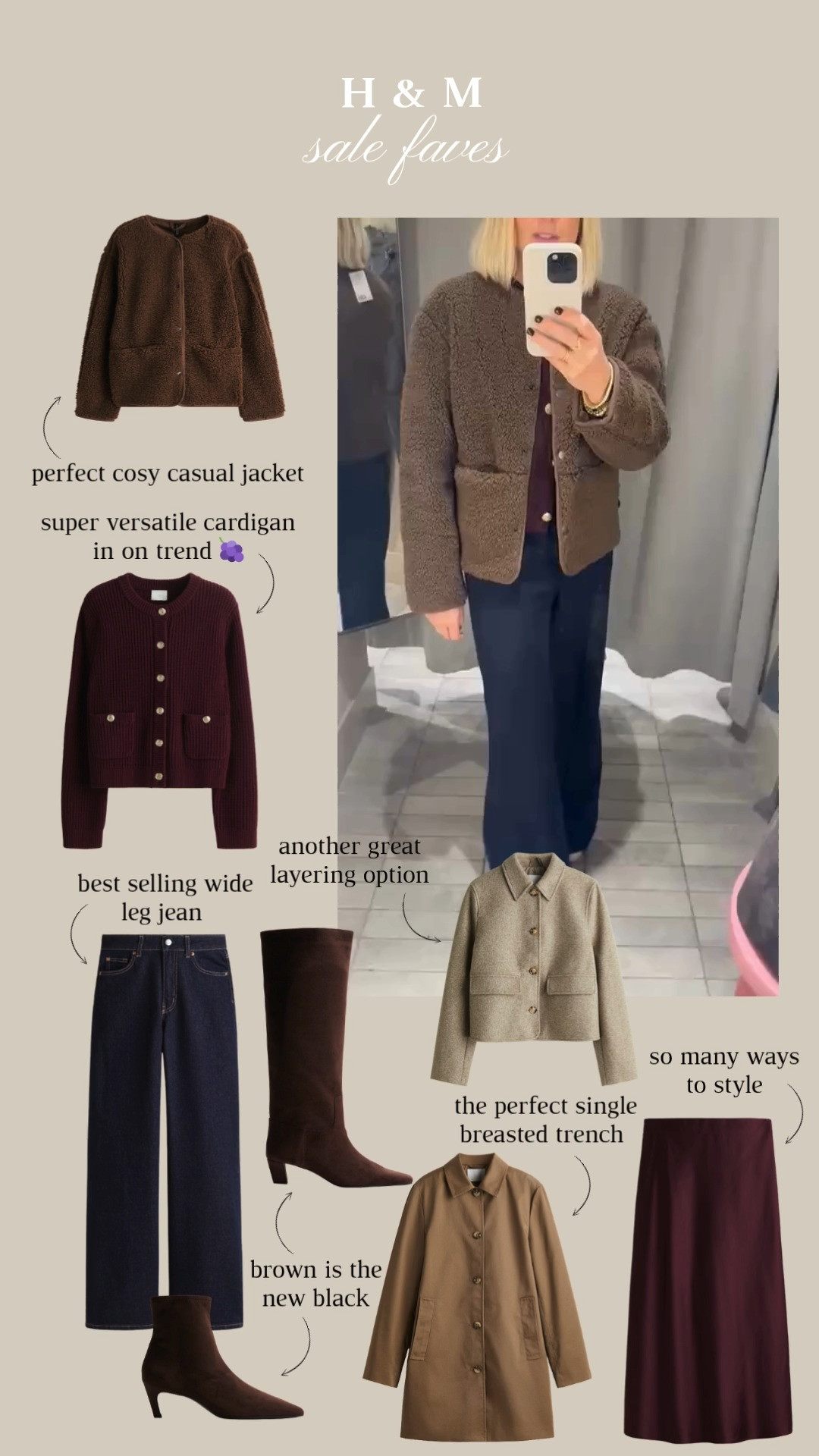 My selects from the current H&M sale! Be quick because it ends tomorrow at 9am. 
Autumn fashion, layering, high street faves, chocolate brown, sock boots, knitwear, knee high boots, burgundy 

 #LTKuk #LTKautumn #LTKstyletip