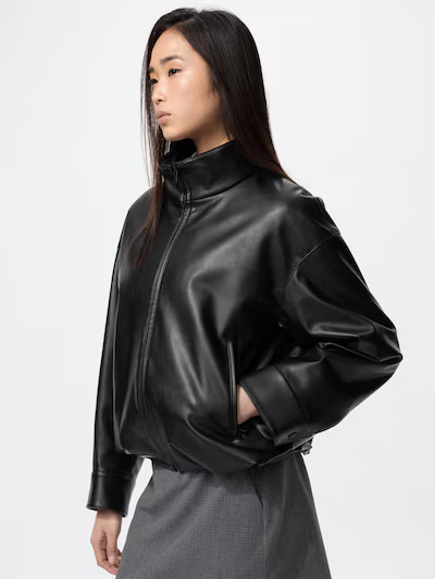 Coated Oversized Blouson | Faux Leather | UNIQLO (US)