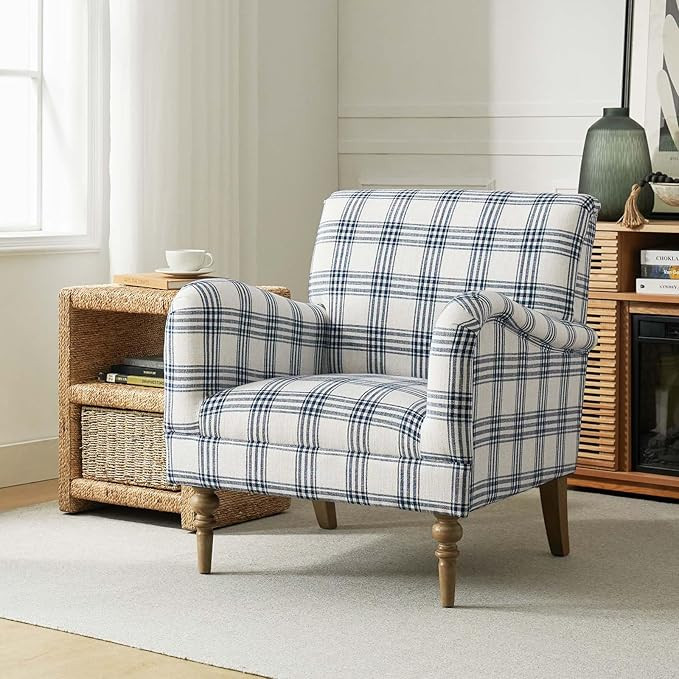 HULALA HOME Modern Accent Chair with Arms and Wooden Legs, Comfy Upholstered Armchair for Living ... | Amazon (US)