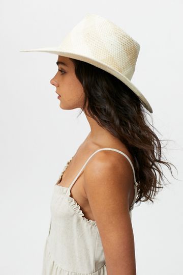 UO Blair Plaid Weave Straw Hat | Urban Outfitters (US and RoW)