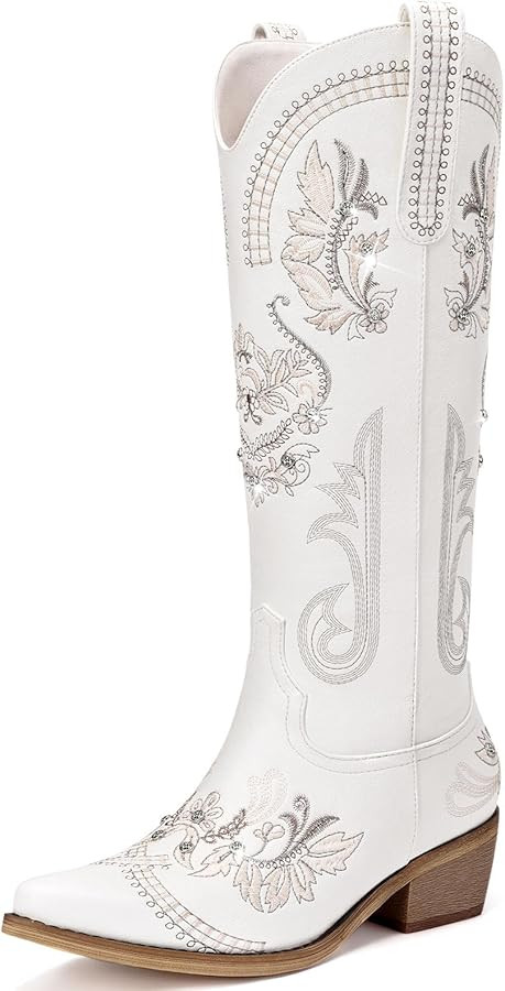 Cowboy Boots for Women - Wide Calf Knee High Cowgirl Boots, Glitter Sparkly Rhinestone Western Co... | Amazon (US)