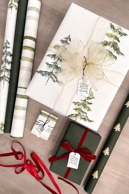 Wrapping paper. Christmas wrapping paper. Holiday wrapping paper. Green wrapping paper. Velvet ribbon. Velvet bow 

#LTKGiftGuide #LTKSeasonal #LTKHoliday