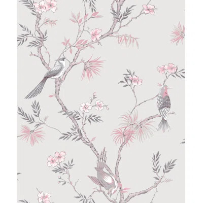 Secret Garden Garden Bird Trail Design 33' L x 21"  W Wallpaper Roll | Wayfair North America