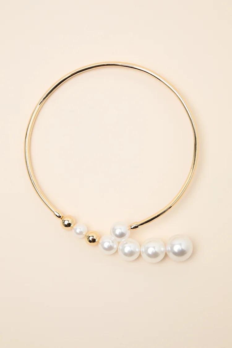 Minas Gold Pearl Beaded Collar Necklace | Lulus