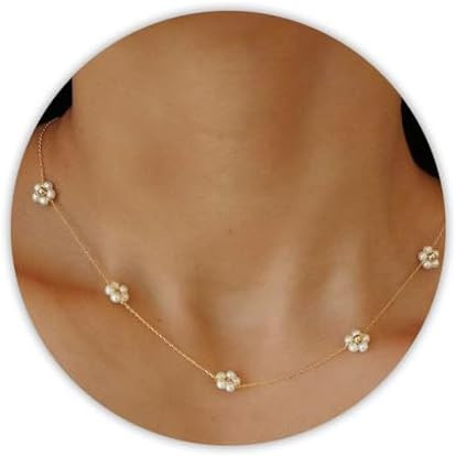 SmileBelle Pearl Necklaces for Women, Daisy Pearl Choker as Christmas Stocking Stuffers for Teens... | Amazon (US)