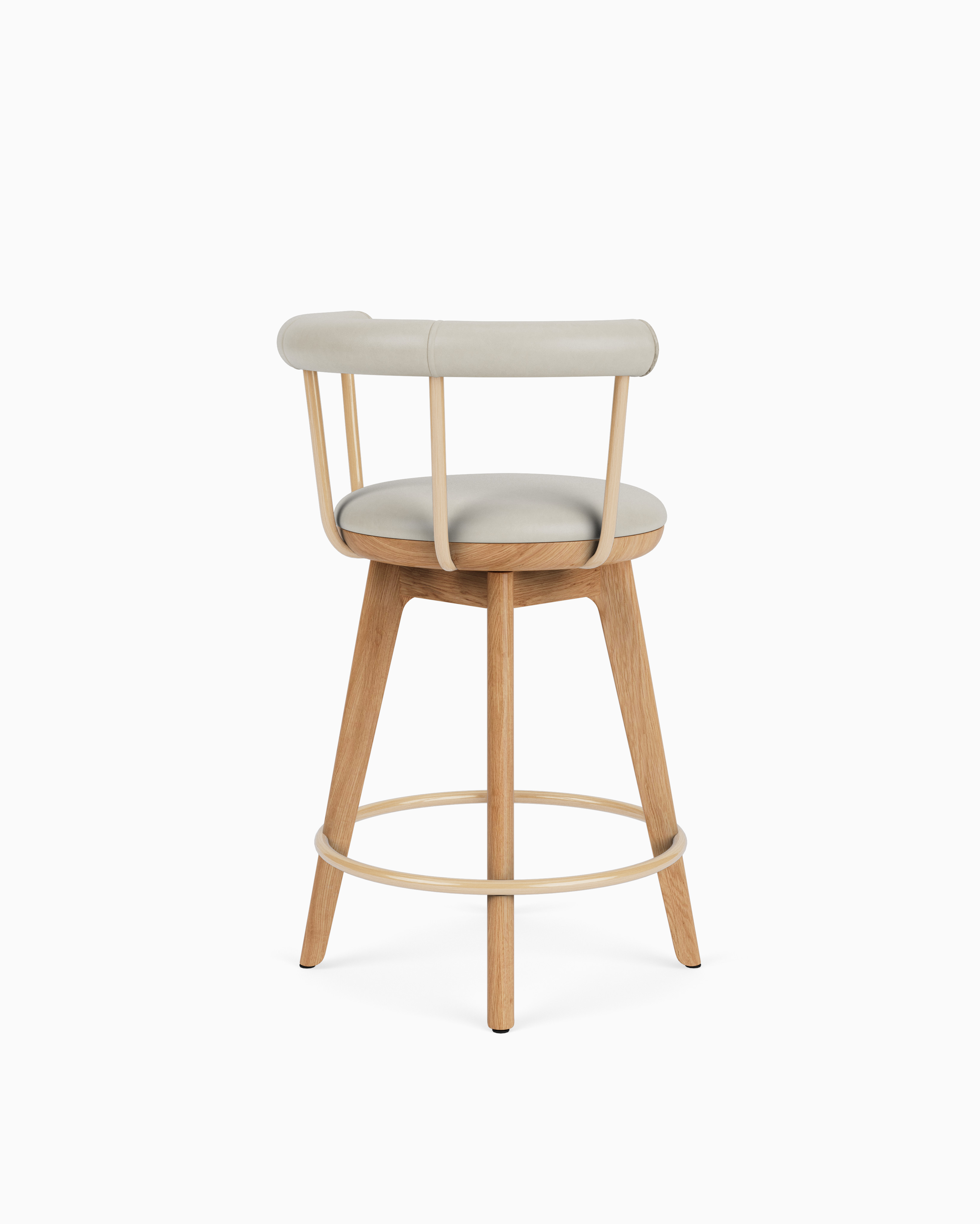 Keystone Swivel Bar Stool | Italian Leather & Solid Wood | Denver Modern