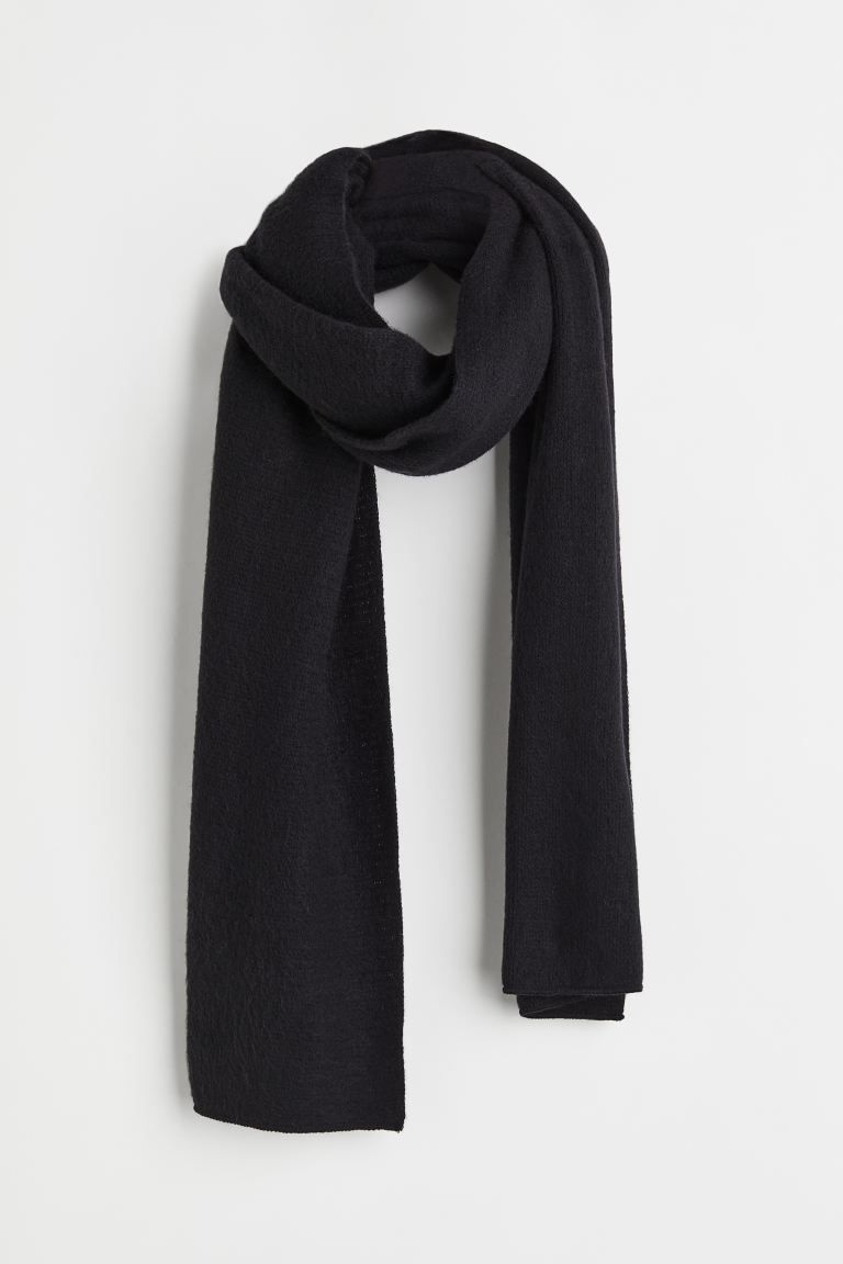 Fine-knit scarf - Black - Ladies | H&M GB | H&M (UK, MY, IN, SG, PH, TW, HK)