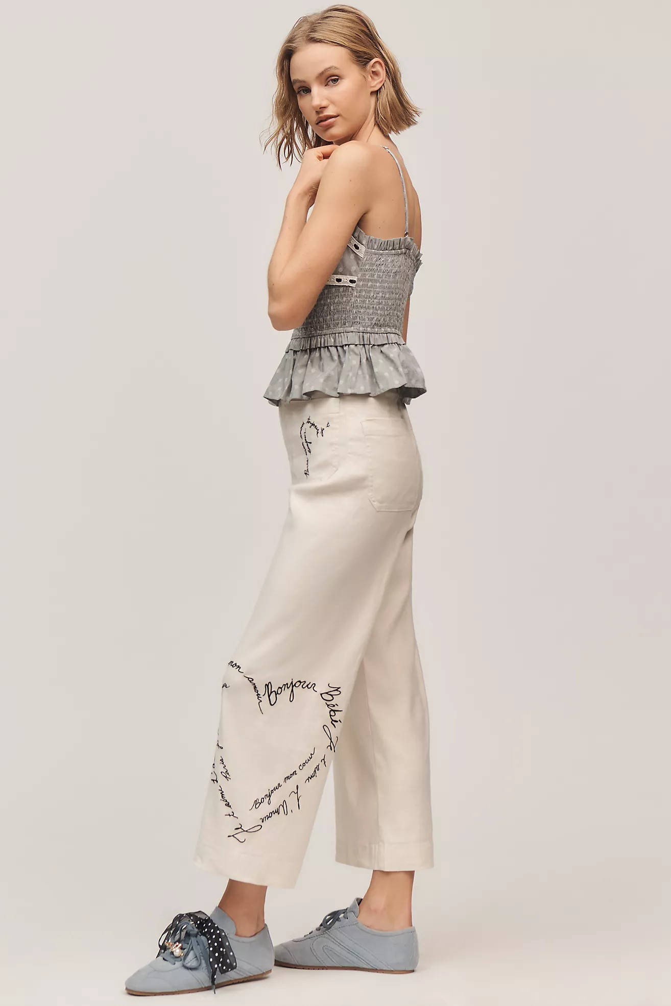 The Colette Linen Blend Crop Love Notes Pants by Maeve | Anthropologie (US)