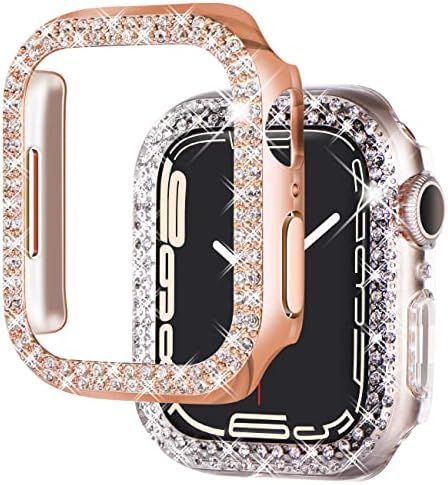 NewWays 2-Pack Bling Cases Compatible for Apple Watch 38mm 40mm 42mm 44mm, Protective Bumper for iWa | Amazon (US)
