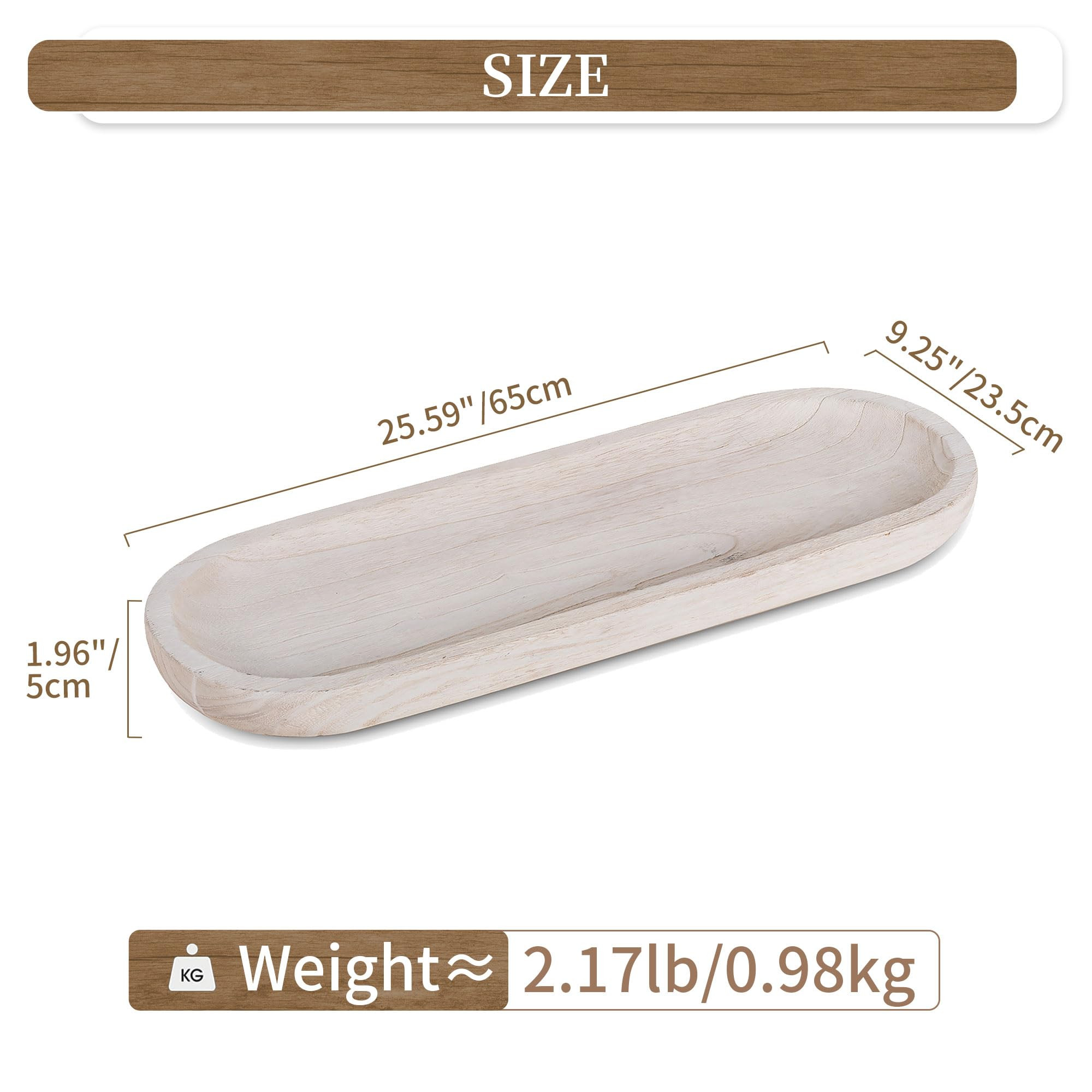 Hanobe Decorative Bowl Large Wooden: 25.5" Long Wood Dough Bowls for Decor Coffee Table Centerpie... | Amazon (US)