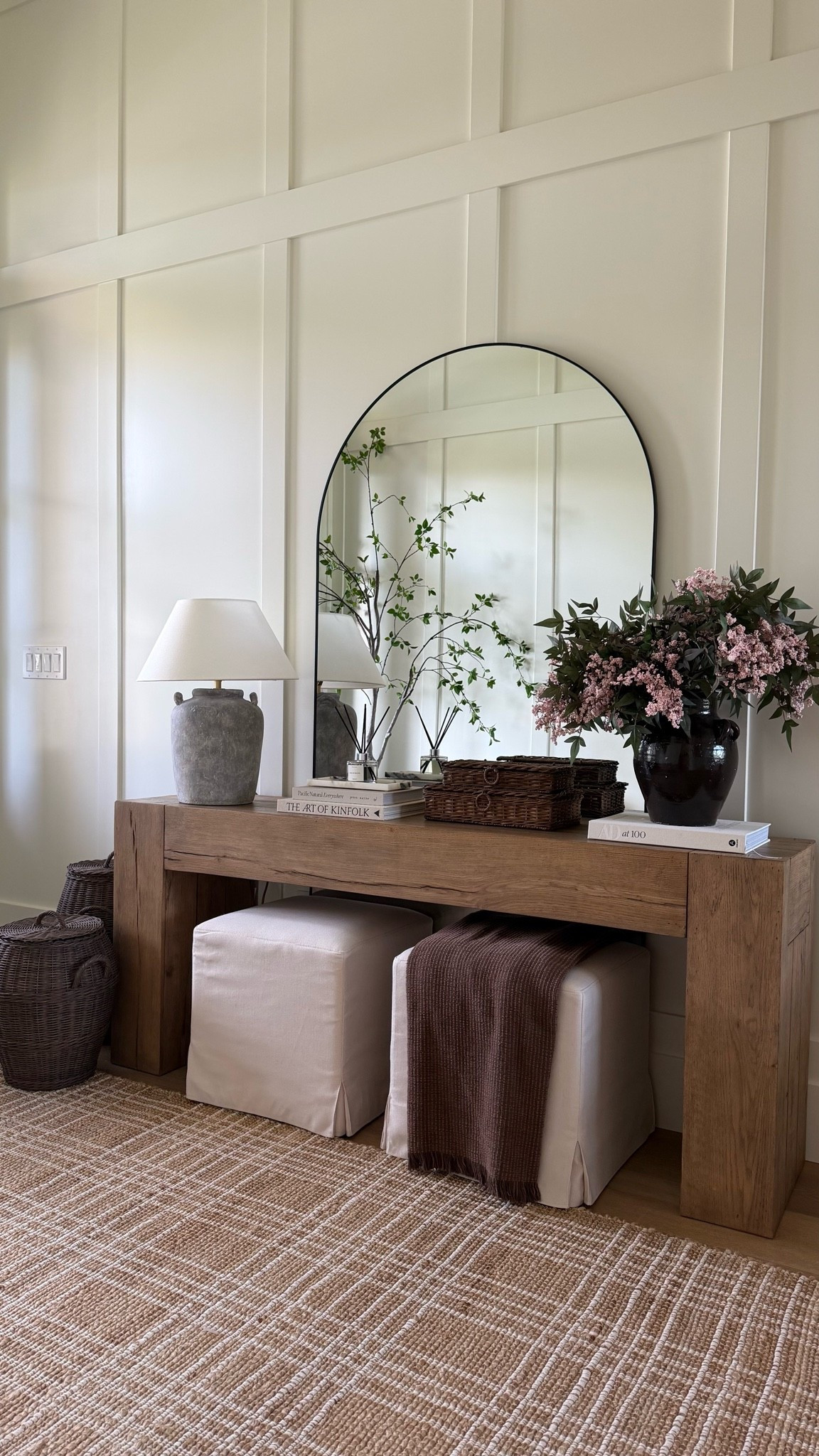 My floor length mirror is the lowest price I have seen in a long time! We have the 81”x41” size and it’s the perfect backdrop for this wall. I love the black frame and contrast!

#LTKHome #LTKSaleAlert