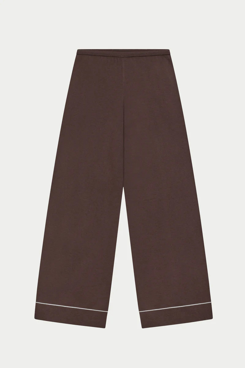 KNITTED PANEL TROUSERS - BROWN | The Couture Club
