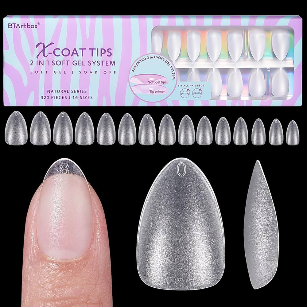 BTArtbox Short Almond Nail Tips - Natural Short Fake Nails with Tip Primer Full Cover, Stronger N... | Amazon (US)