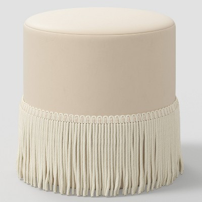 Fringe Drum Ottoman in Velvet Pearl - Threshold™ | Target