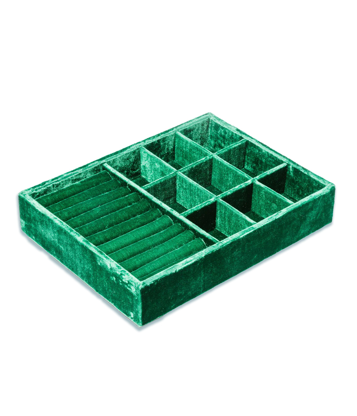 Stackable Silk Velvet Jewelry Tray in Emerald | Loren Hope Designs