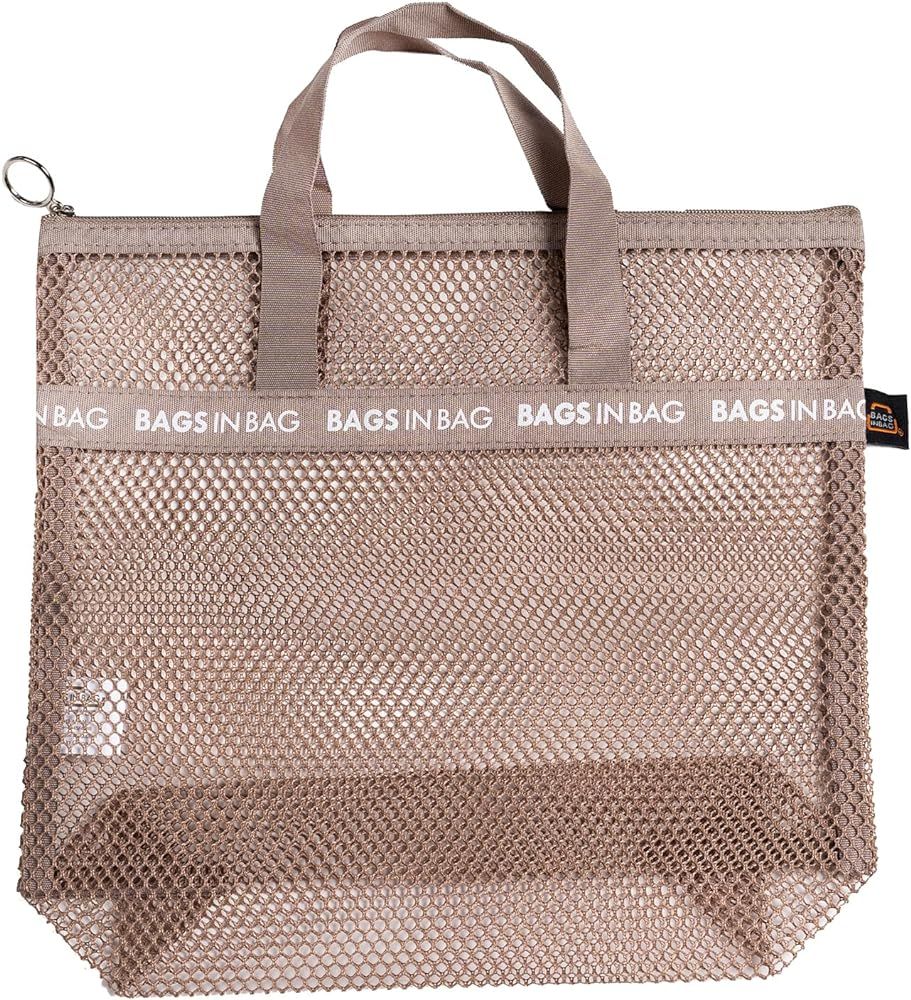 Mesh Travel Shower Caddy Tote Bag for Gym, Swim, Dorms, Bathrooms | 10"x10"x 2.5" | Brown | Amazon (US)