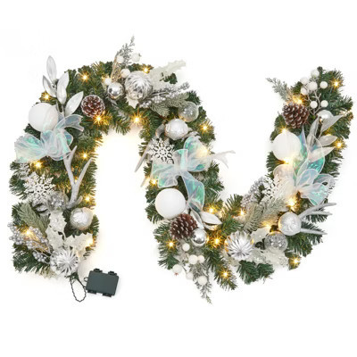 6 Ft Christmas Garland with 20 LED Lights, Pre-Lit Waterproof Garland for Indoor & Outdoor Decoration, Stairs, Mantle, Table | Target