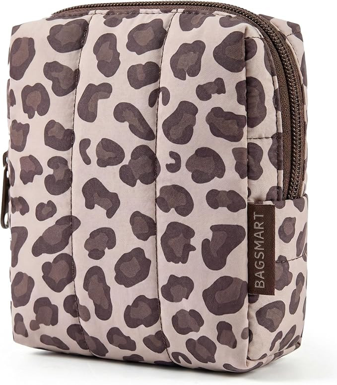 BAGSMART Small Travel Makeup Bag for Purse Toiletry Pouch, Puffy Padded Mini Cosmetics Bag, Cute ... | Amazon (US)