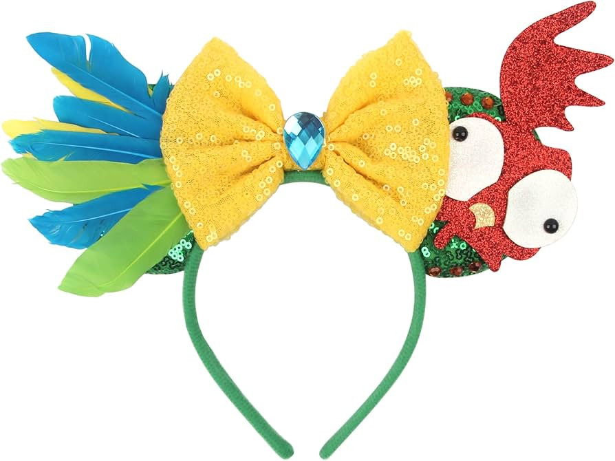 Shiny Mouse Ears Headband Hot Chicken Ears with Sparkly Bow Hawaii Headwear Decoration Hair Acces... | Amazon (US)